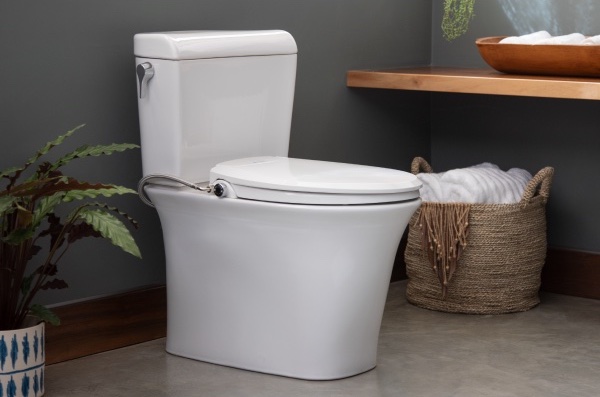 Image of EcoSeat S101  Non-Electric Bidet Toilet Seat installed on a toilet