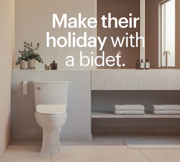 Bathroom at night featuring a toilet with a glowing blue LED nightlight, gentle-close seat and lid, heated seat, and simple DIY installation, creating a cozy, modern ambiance.